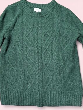 croft & barrow Forest Green Cable Knit Crewneck Sweater